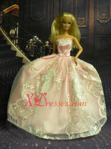 New Fashion Princess Baby Pink Dress Gown For Barbie Doll