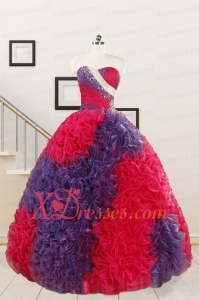 Wonderful Beading and Ruffles Multi Color Quinceanera Dresses
