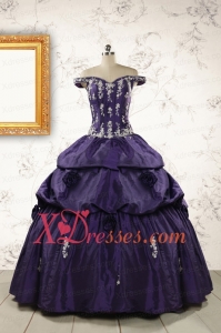 2021 Latest Off The Shoulder Appliques Quinceanera Dresses in Purple