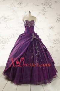 2021 Modern Purple Sweetheart Appliques Quinceanera Dresses