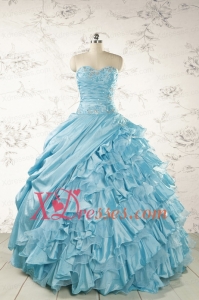 Fashionable Beading Aqua Blue Quinceanera Dresses for 2021