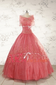 Watermelon Cheap Appliques Quinceanera Dresses for 2021