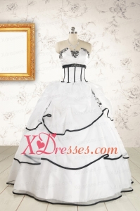 2021 Cheap Appliques and Ruffles White and Black Quinceanera Dresses