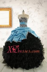 2021 Prefect Ruffles White Quinceanera Dresses with Zebra