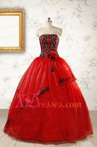 Red Appliques Strapless Quinceanera Dresses for 2021