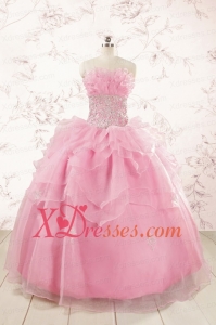 2021 Pretty Appliques Baby Pink Quinceanera Dresses