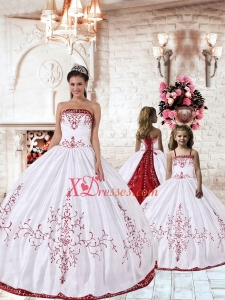 White Strapless Princesita Dress with Red Embroidery for 2021