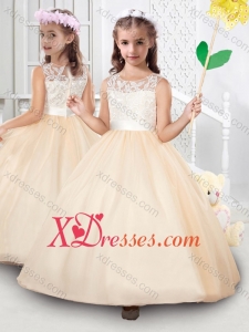 Popular Scoop Tulle Applique Mini Quinceanera Dress in Champagne