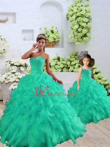 2021 Fashionable Organza Turquoise Princesita Dress with Beading and Ruffles