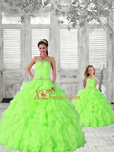 2021 Modest Spring Green Princesita Dress with Beading and Ruching