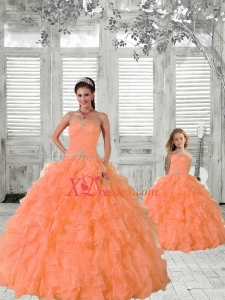2021 Top Seller Beading and Ruffles Princesita Dress in Orange