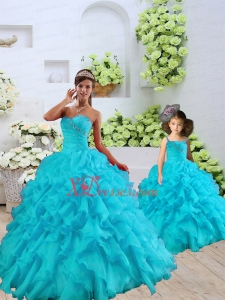 Most Popular Beading and Ruffles Aqua Blue Princesita Dress for 2021