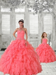 Most Popular Coral Red Princesita Dress with Beading and Ruching for 2021