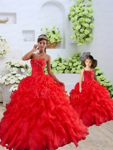 New Arrival Organza Coral Red Princesita Dress with Beading and Ruffles for 2021