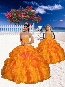 New Style Appliques and Beading Orange Princesita Dress