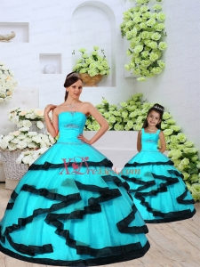 2021 Fashionable Aqua Blue Princesita Dress with Beading and Ruching