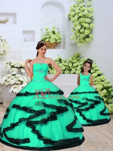 2021 Modest Beading and Ruching Princesita Dress in Turquoise