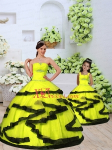 Classical Organza Yellow Princesita Dress with Beading and Ruching for 2021