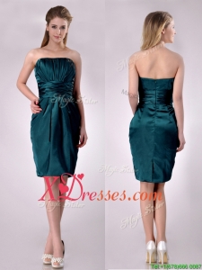 Exclusive Column Ruched Decorated Bodice Prom Dress in Hunter Green