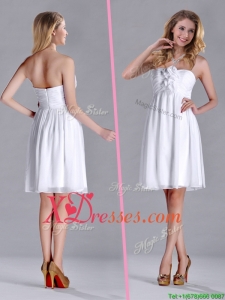 Discount White Strapless Short Dama Dress with Hand Made Flowers