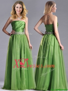 Exclusive Strapless Beaded Decorated Waist Prom Dress with Side Zipper