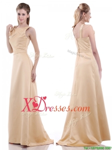 Cheap Simple Column Scoop Bowknot Best Selling Mother Dress in Champagne