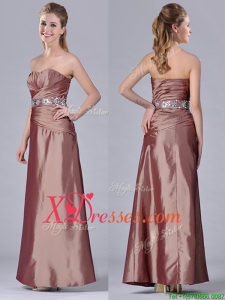 Discount Column Sweetheart Side Zipper Beaded Best Selling Mother Dress in Brown
