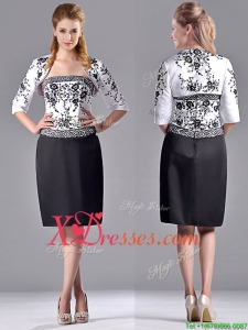 Column Strapless Knee-length Short Best Selling Mother Dress with Jacket