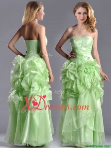 Classical Beaded and Bubble Organza Prom Dress in Yellow Green
