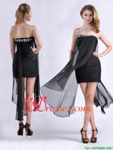 Best Selling Asymmetrical Column Prom Dress with Beaded Top and Ruching