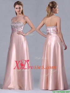 Fashionable Strapless Peach Long Prom Dress with Beaded Bodice