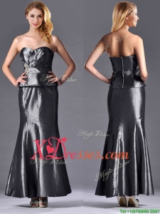 Mermaid Sweetheart Ankle-length Silver Cheap Mother of Bride Dresses with Beading