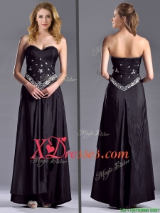 Discount Column Sweetheart Taffeta Black Cheap Mother of Bride Dresses with Beading