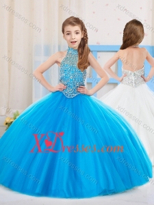 Popular Ball Gown Beaded Little Girl Mini Quinceanera Dress with Halter
