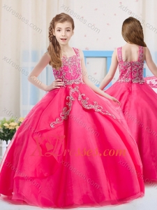 Elgant Hot Pink Straps Organza Mini QuincMini Quinceaneraeanera Dress with Beading
