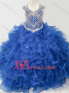 Puffy Skirt V-neck Beaded and Ruffled Layers Mini Quinceanera Dress with Straps