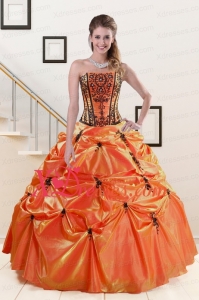 2021 Cheap Appliques and Pick Ups Quinceanera Dresses in Orange Red and Black