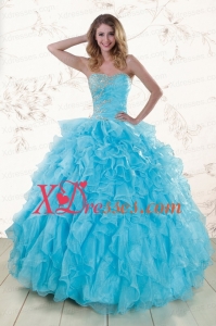 Prefect Beading and Ruffles 2021 Quinceanera Dresses in Baby Blue