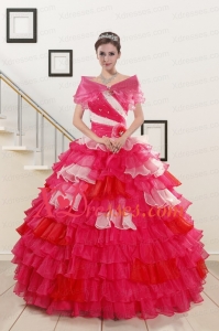 Puffy One Shoulder Beading 2021 Quinceanera Dresses in Multi Color
