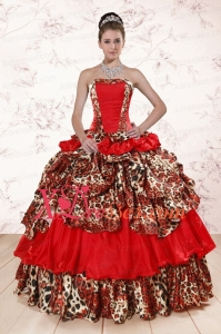 Unique Leopard Strapless 2021 Quinceanera Dresses in Multi Color