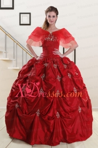 Wine Red Strapless 2021 Quinceanera Dresses with Appliques and Pick Ups