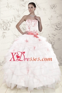 Best White Quinceanera Dresses with Pink Appliques and Ruffles