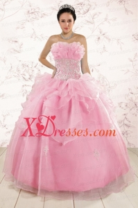 Most Popular Appliques Baby Pink Dresses Quinceanera for 2021
