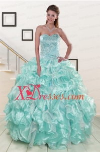 Couture Beading and Ruffles Sweet 16 Dresses in Apple Green