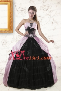 Custom Made Strapless Appliques and Ruffles Quinceanera Dresses in Lilac and Black