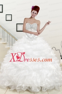 Custom Made Sweetheart Sweep Train Beading and Ruffles Quinceanera Dress