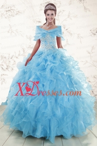 Custom Made Ball Gown Sweetheart Quinceanera Gowns with Beading and Ruffles