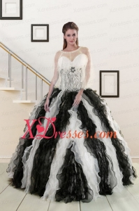 Custom Made Black and White Quinceanera Dresses with Zebra and Ruffles