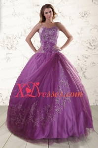 Custom Made Sweetheart Purple Quinceanera Dresses with Embroidery