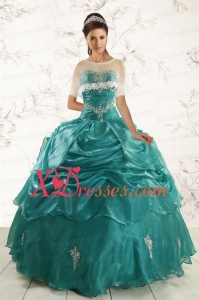 Designer Sweetheart Organza Sweet 16 Dresses with Appliques and Pick Ups